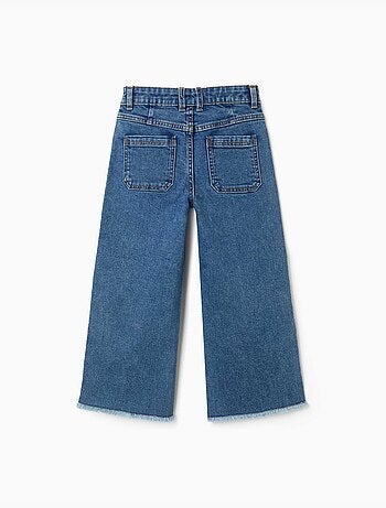 Jean à jambe large avec ourlets effilochés