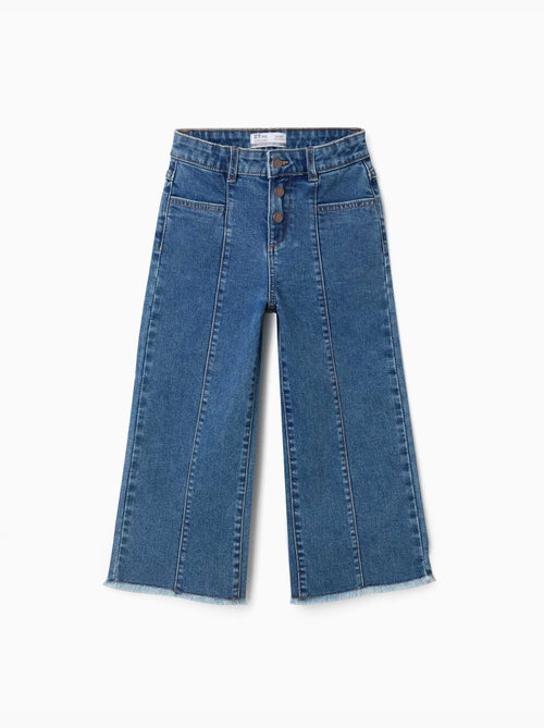 Jean à jambe large avec ourlets effilochés - Kiabi