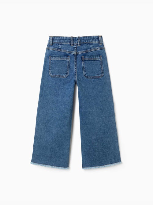 Jean à jambe large avec ourlets effilochés - Kiabi