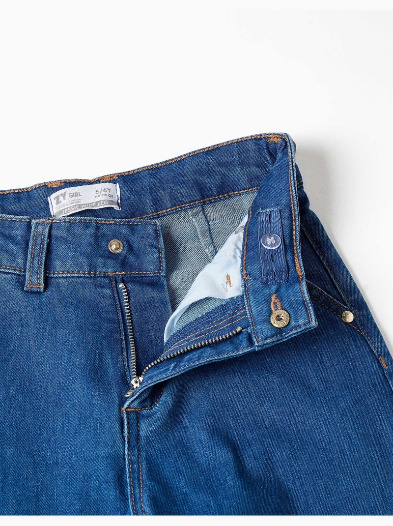 Jean à jambe large avec poches devant et derrière Bleu Bleu - Kiabi