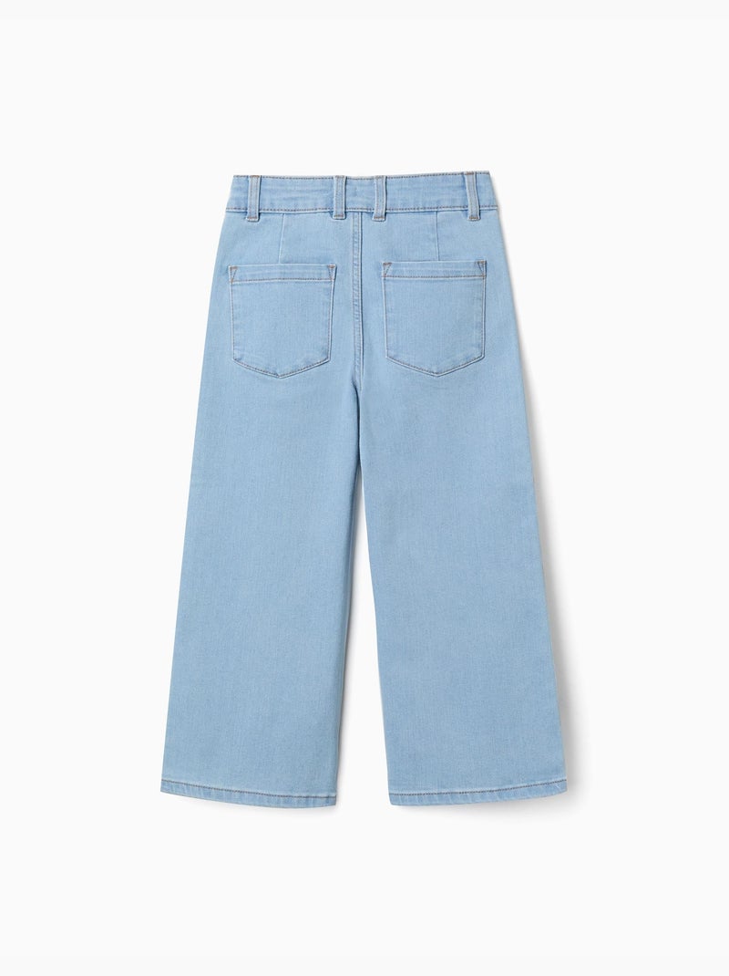 Jean à jambe large avec poches devant et derrière Bleu clair - Kiabi