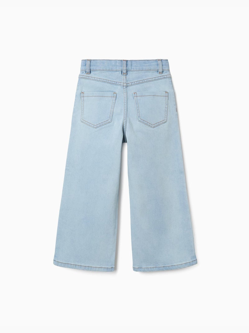Jean à jambe large en coton Bleu clair - Kiabi