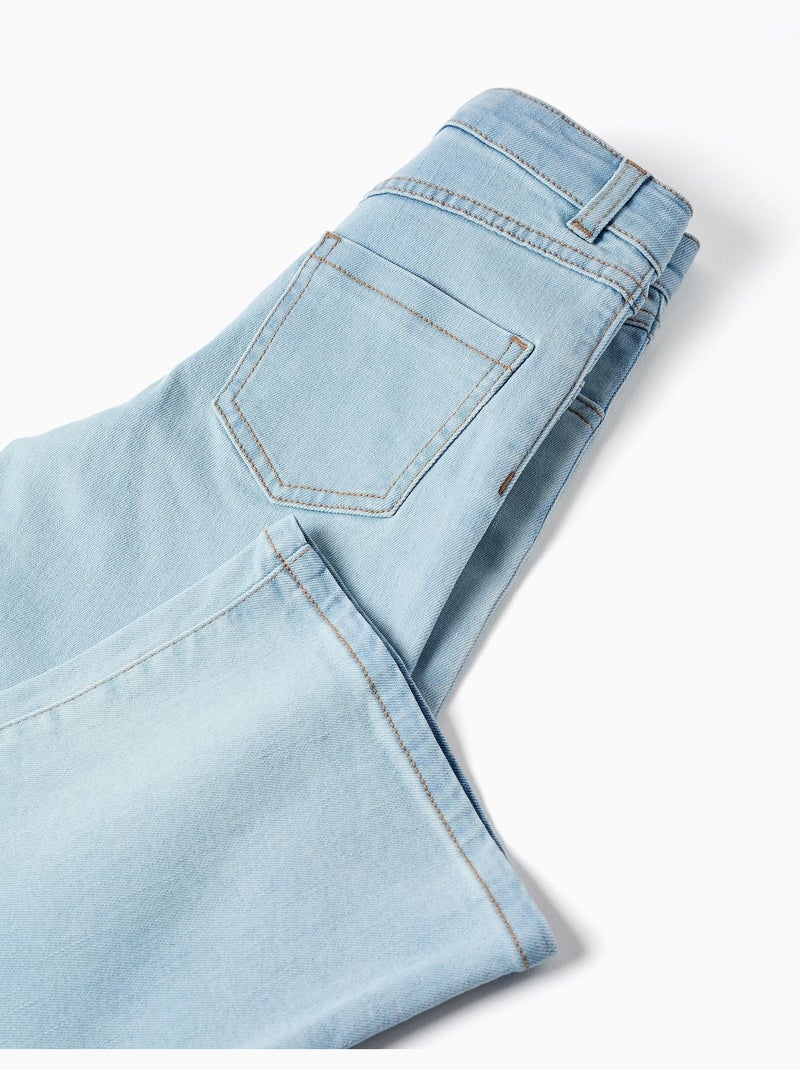 Jean à jambe large en coton Bleu clair - Kiabi