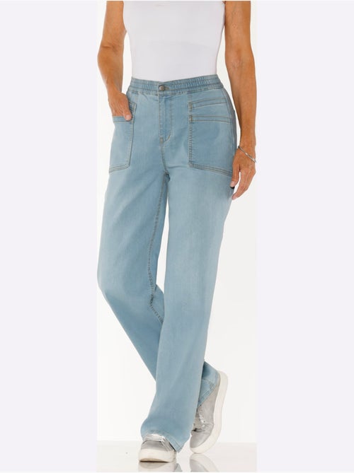 Jean à jambes larges avec ceinture élastique et poches - taille courte - moda vilona - Kiabi Jean à jambes larges avec ceinture élastique et poches - taille courte - moda vilona - Kiabi