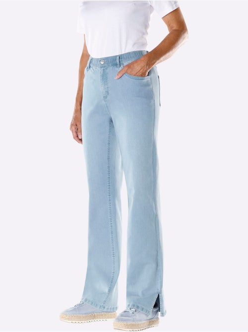 Jean à jambes larges avec fentes aux chevilles et poches - Taille courte - Moda Vilona - Kiabi