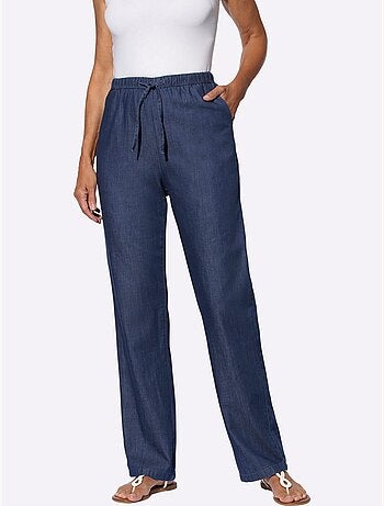 Jean à la coupe ample avec ceinture élastique et poches - Taille courte - Moda Vilona