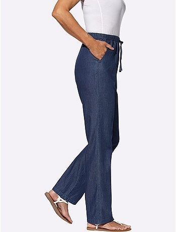 Jean à la coupe ample avec ceinture élastique et poches - Taille courte - Moda Vilona