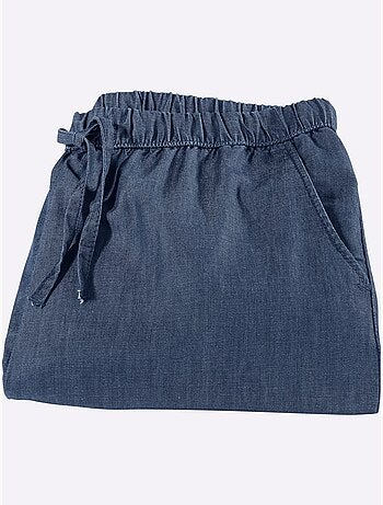 Jean à la coupe ample avec ceinture élastique et poches - Taille courte - Moda Vilona