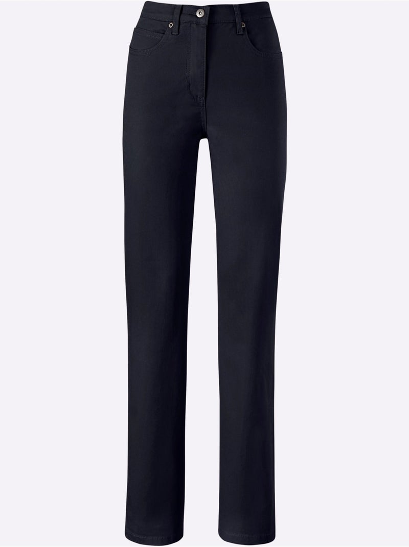 Jean à la coupe élancée avec broderie décorative sur les poches arrière - taille extra courte - witt Noir - Kiabi