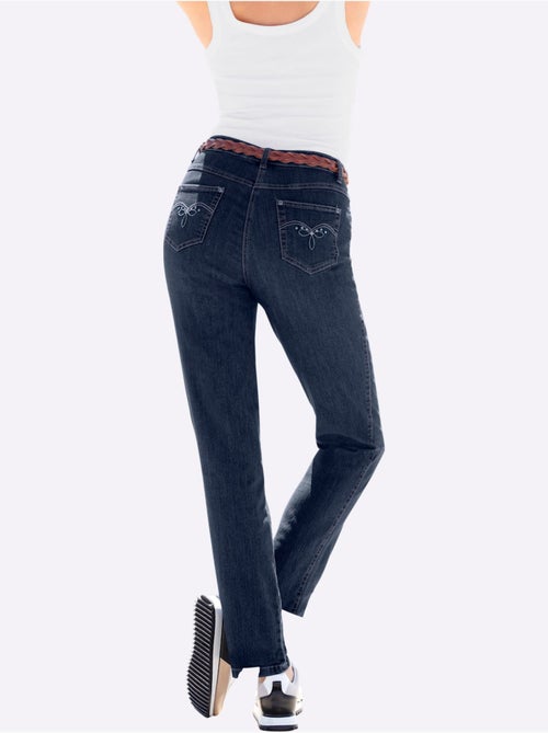 Jean à la coupe élancée avec broderie sur les poches arrière - Taille courte - Witt - Kiabi