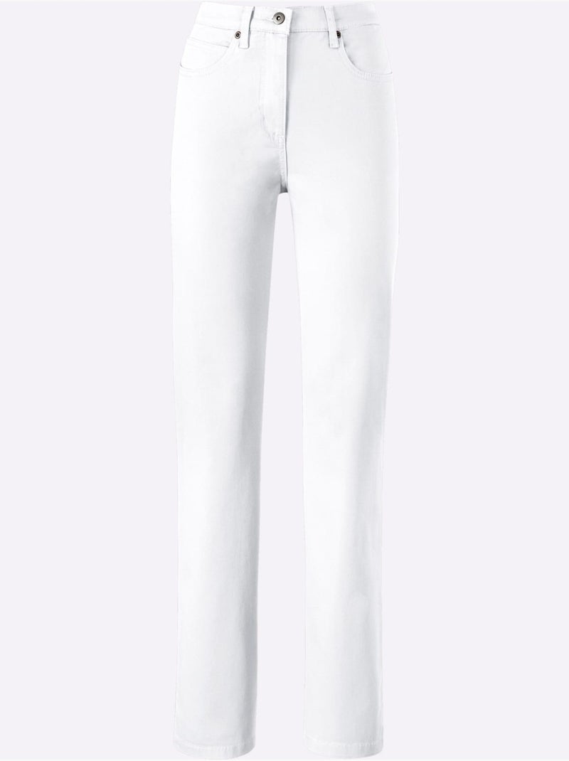 Jean à la coupe élancée avec broderie sur les poches arrière - Taille extra courte - Witt Blanc - Kiabi