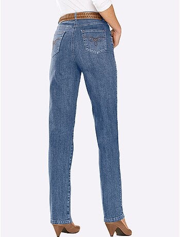 Jean à la coupe élancée avec broderie sur les poches arrière - taille longue - witt