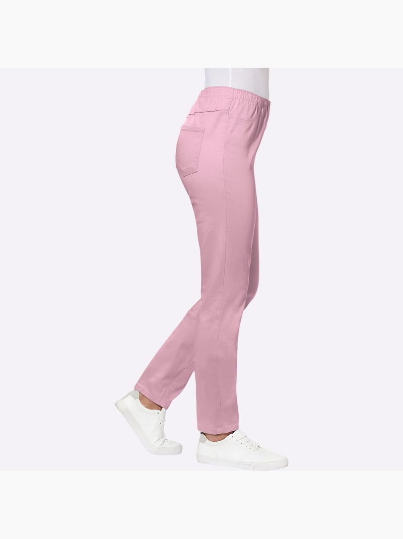 Jean à la coupe étroite avec ceinture élastique et poches arrière - Taille courte - Moda Vilona Rose - Kiabi
