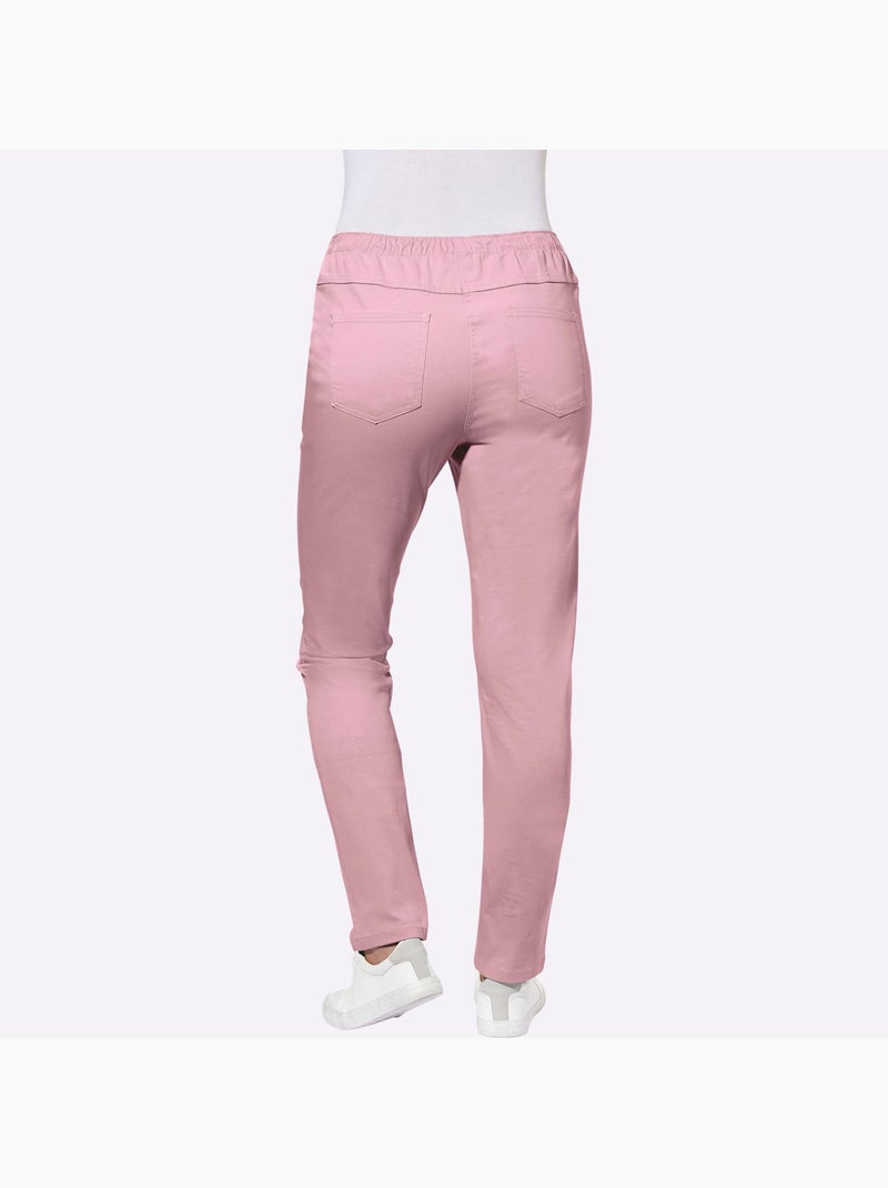 Jean à la coupe étroite avec ceinture élastique et poches arrière - Taille courte - Moda Vilona Rose - Kiabi
