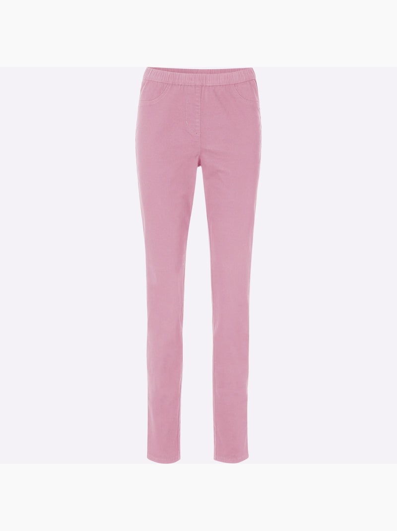 Jean à la coupe étroite avec ceinture élastique et poches arrière - Taille courte - Moda Vilona Rose - Kiabi