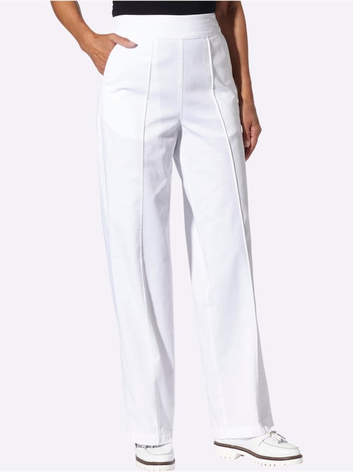 Jean à la coupe haute avec jambes larges et ceinture élastique - Taille standard - Moda Vilona - Kiabi