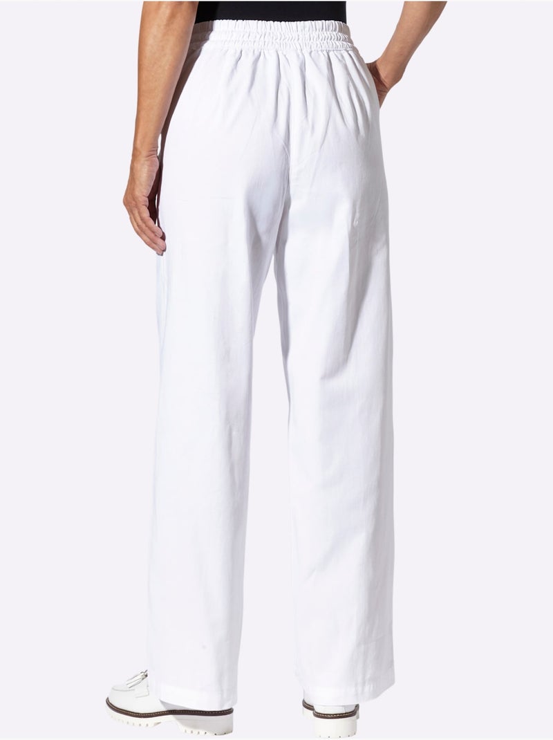 Jean à la coupe haute avec jambes larges et ceinture élastique - Taille standard - Moda Vilona Blanc - Kiabi