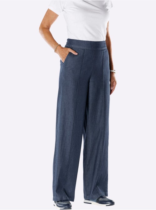Jean à la coupe haute avec jambes larges et ceinture élastique - Taille standard - Moda Vilona - Kiabi