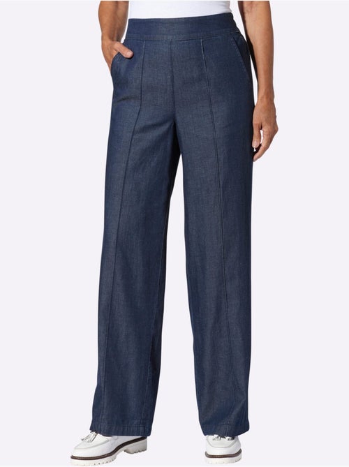 Jean à la coupe haute avec jambes larges et ceinture élastique - Taille standard - Moda Vilona - Kiabi