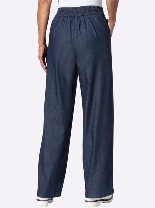 Jean à la coupe haute avec jambes larges et ceinture élastique - Taille standard - Moda Vilona - Kiabi