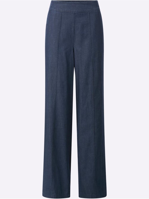 Jean à la coupe haute avec jambes larges et ceinture élastique - Taille standard - Moda Vilona - Kiabi