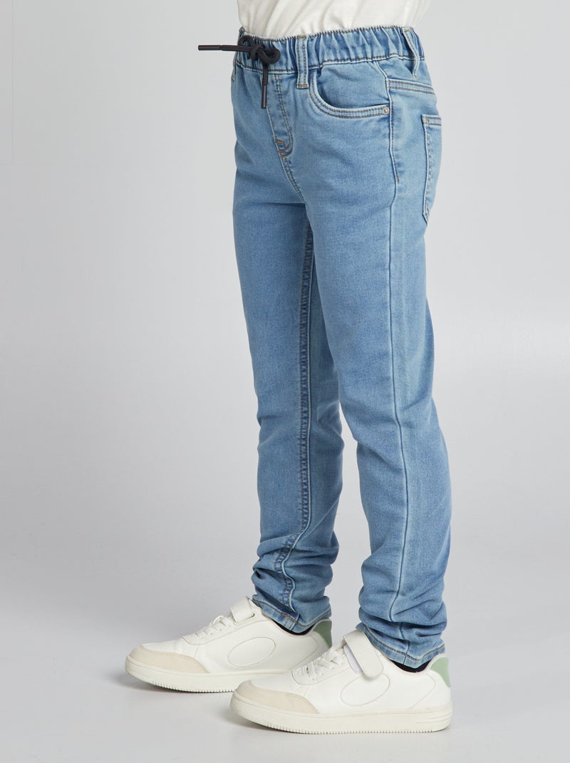 Jean à taille élastiquée avec cordons Double stone - Kiabi