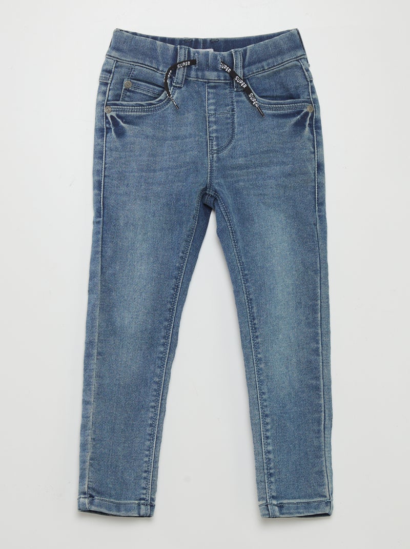 Jean à taille élastiquée et cordons bleu - Kiabi