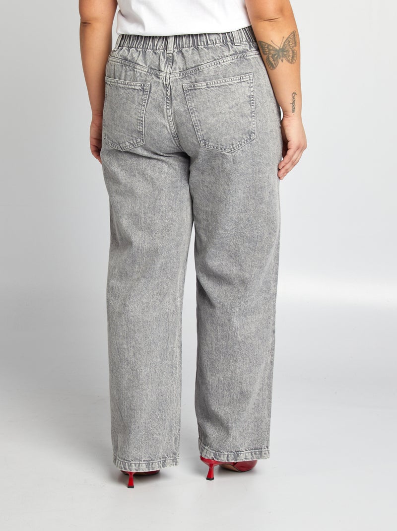 Jean à taille élastiquée GRIS - Kiabi