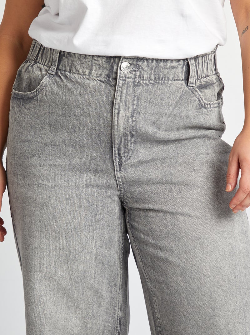 Jean à taille élastiquée GRIS - Kiabi