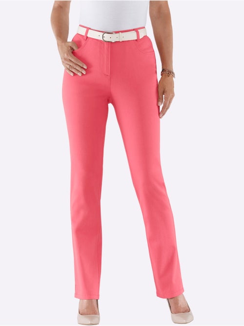 Jean à taille haute avec ceinture élastique et poches avant - Taille courte - Moda Vilona - Kiabi