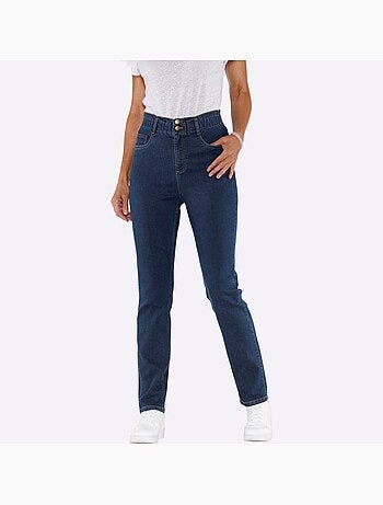 Jean à taille haute avec ceinture élastique et poches arrondies - Taille standard - Moda Vilona