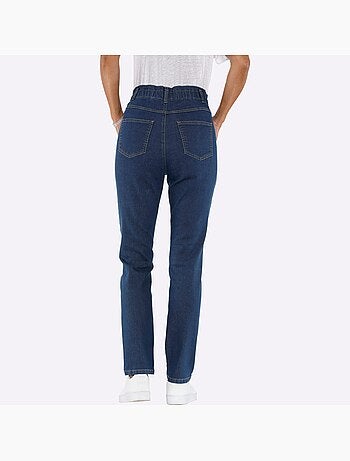 Jean à taille haute avec ceinture élastique et poches arrondies - Taille standard - Moda Vilona