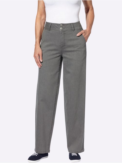 Jean à taille haute avec jambes larges et boutons - Taille standard - Moda Vilona - Kiabi