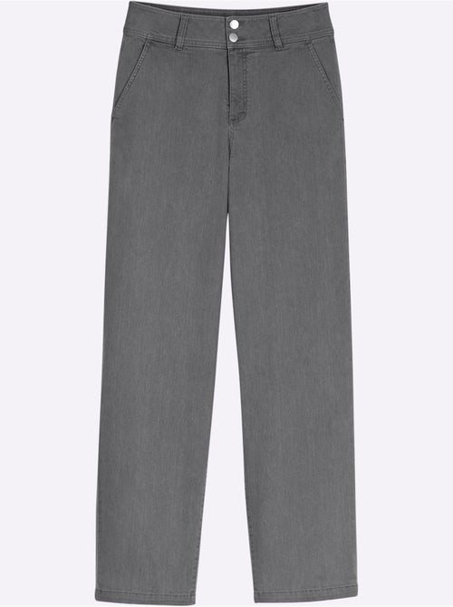 Jean à taille haute avec jambes larges et boutons - Taille standard - Moda Vilona - Kiabi