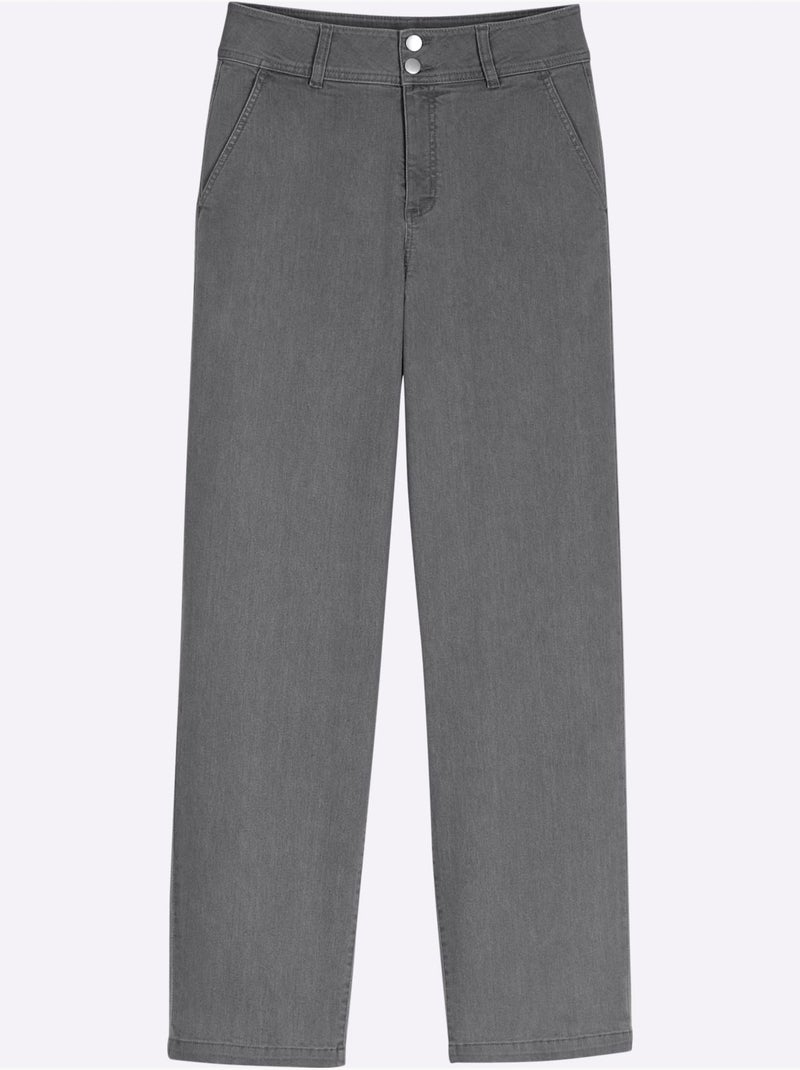 Jean à taille haute avec jambes larges et boutons - Taille standard - Moda Vilona Gris Gris - Kiabi