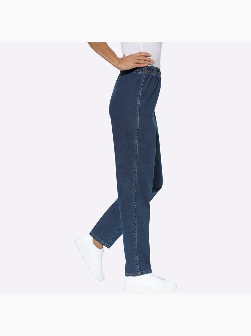 Jean ample à ceinture élastique avec qualité extensible - Taille standard - Moda Vilona Bleu foncé - Kiabi