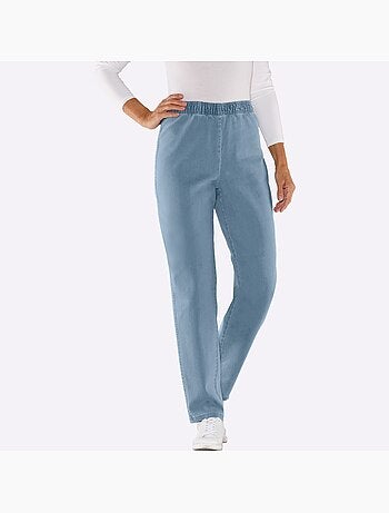 Jean élastique confortable à taille ample et jambes droites - Taille courte - Moda Vilona