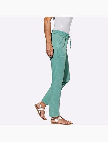 Jean avec ceinture smockée et poches en biais devant - taille standard - moda vilona