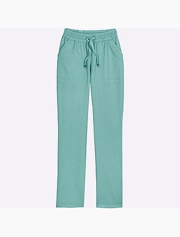 Jean avec ceinture smockée et poches en biais devant - taille standard - moda vilona