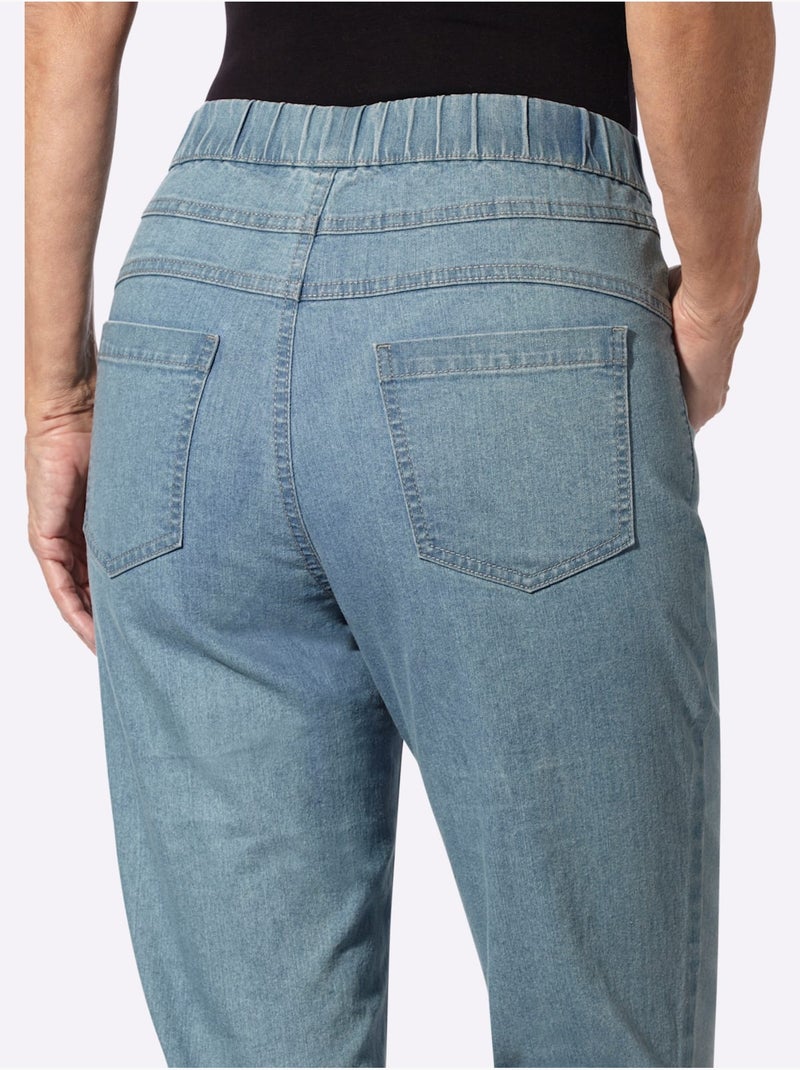 Jean avec coton - taille courte - witt Bleu Blanc - Kiabi