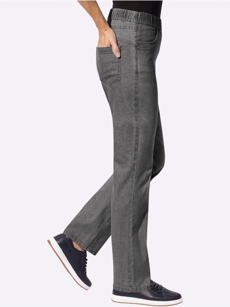 Jean avec coton - taille courte - witt gris anthracite - Kiabi
