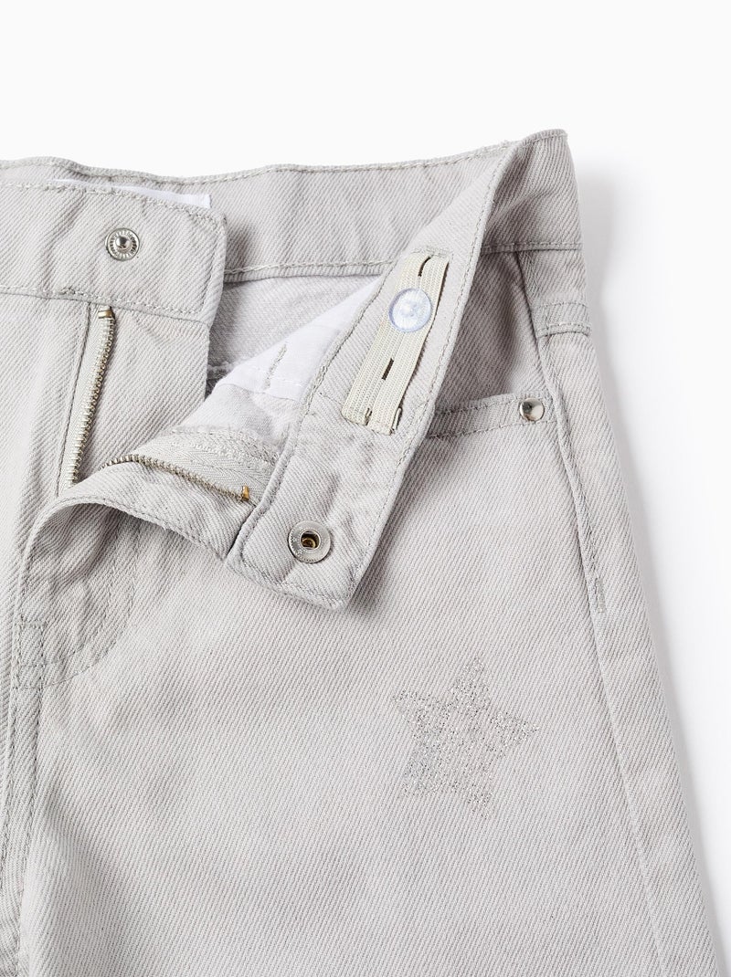 Jean avec imprimé pailletté d'étoiles et lunes Gris clair - Kiabi