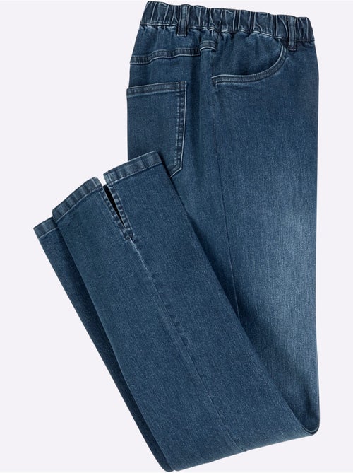 Jean avec jambe large à fente et ceinture élastique - Taille courte - Moda Vilona - Kiabi