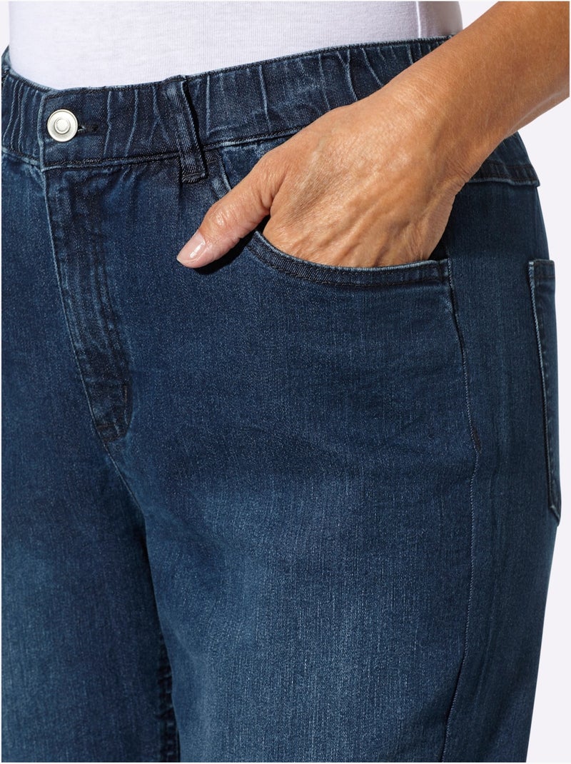 Jean avec jambes larges et fente à la finition - Taille standard - Moda Vilona Bleu jean - Kiabi