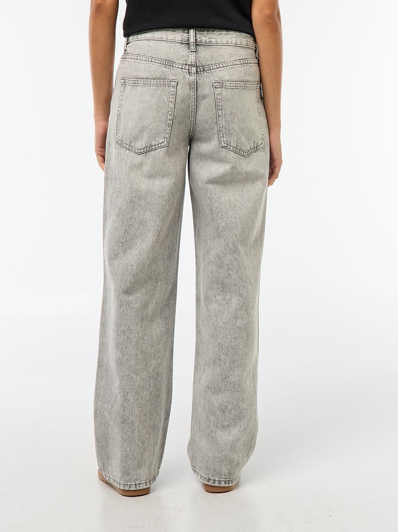 Jean baggy avec bandes argentées Gris - Kiabi