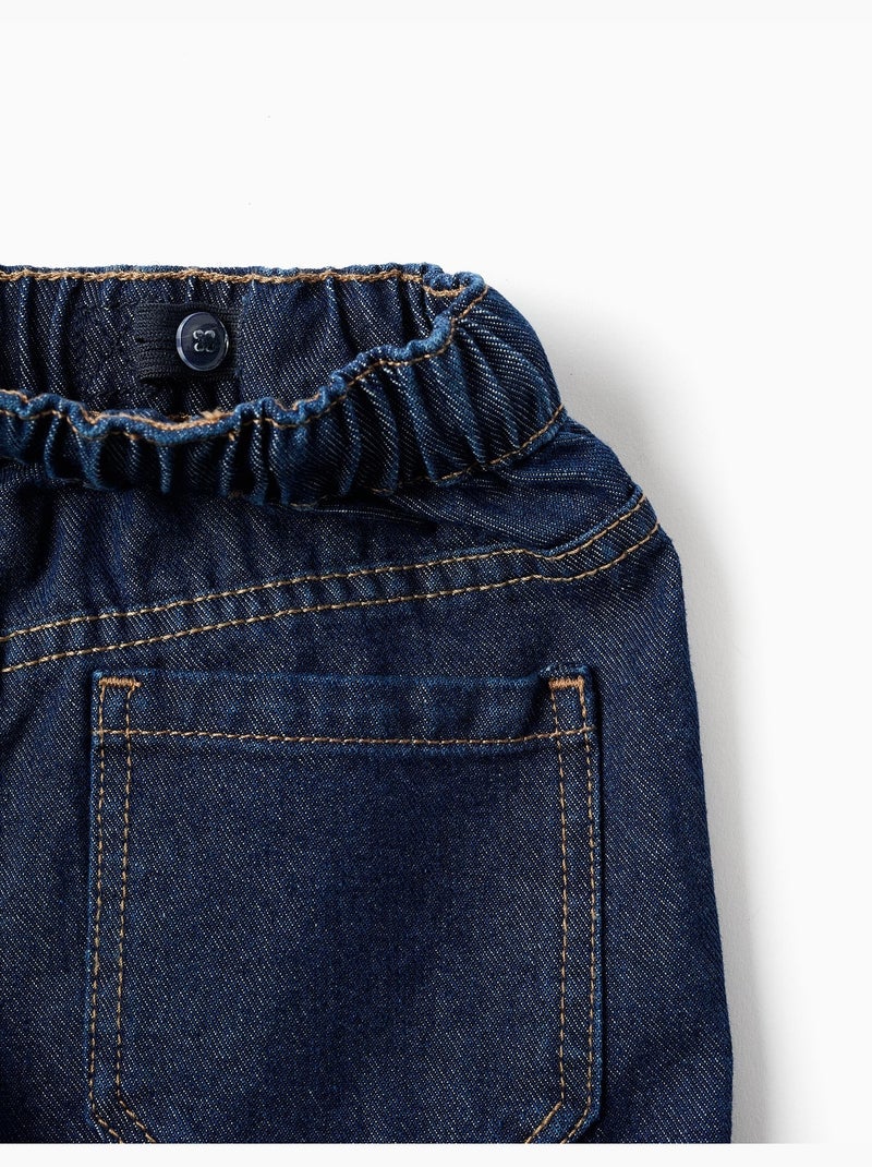 Jean baggy cargo avec cordon de serrage Bleu foncé - Kiabi
