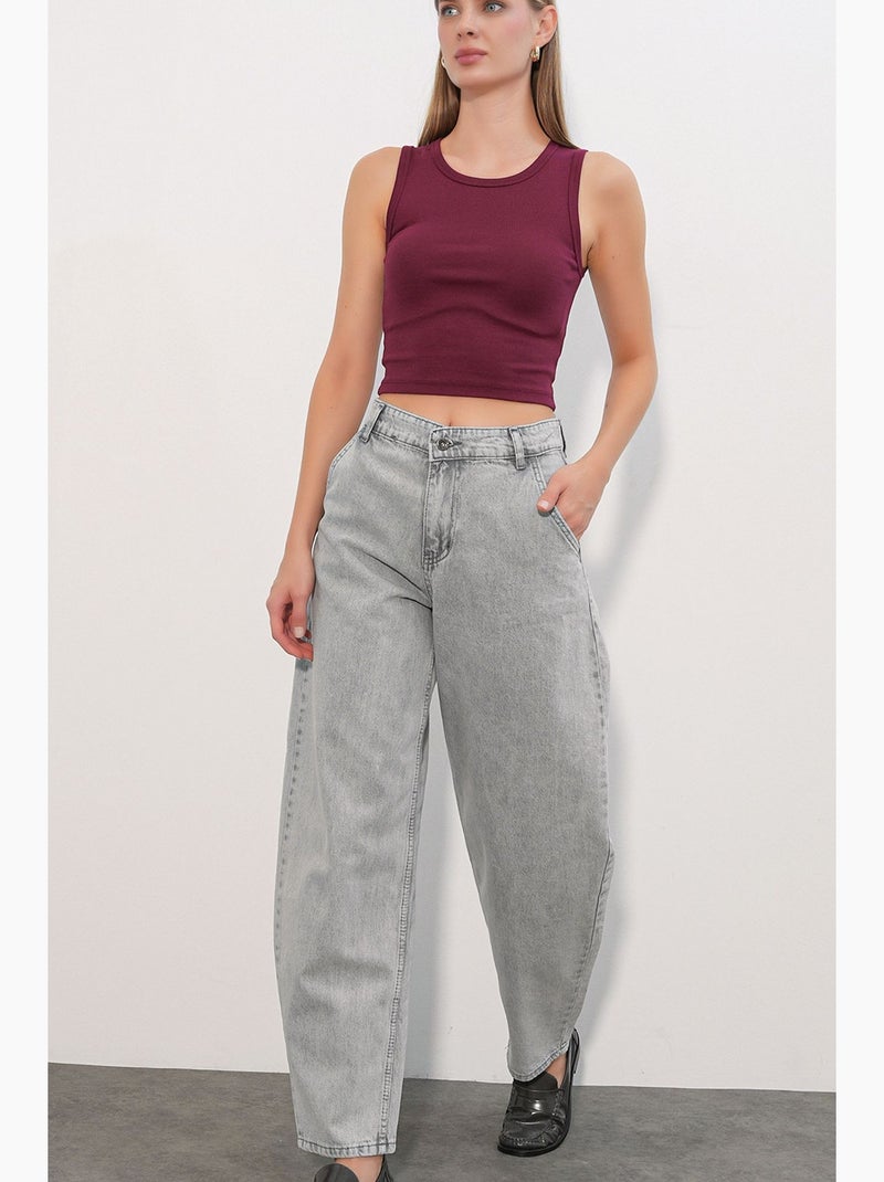 Jean baggy taille haute bdart Gris clair - Kiabi