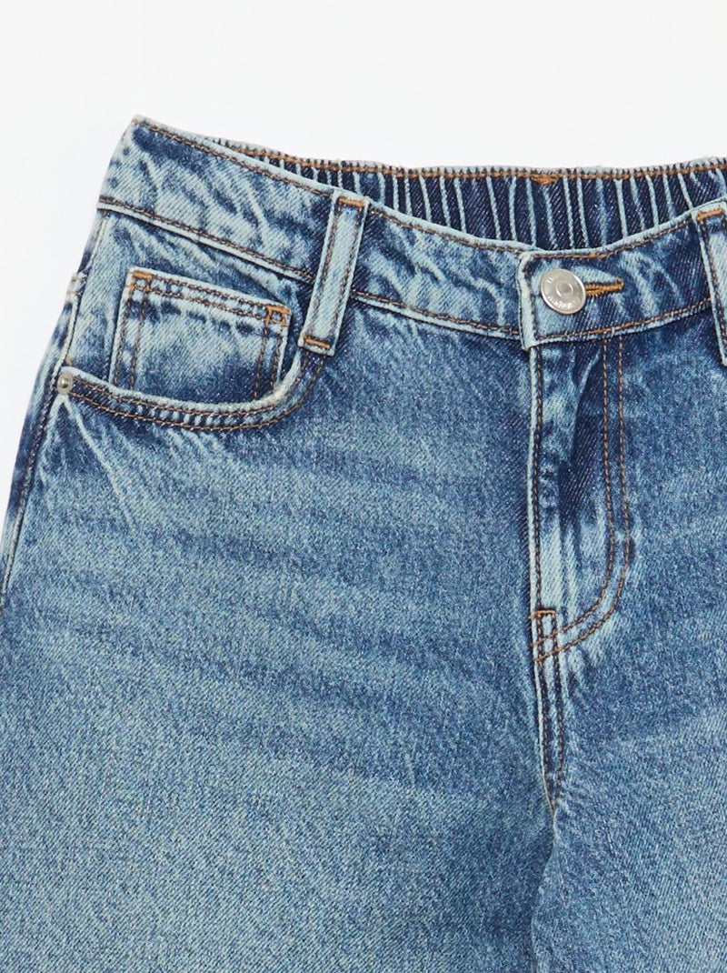 Jean baggy uni 5 poches Bleu - Kiabi