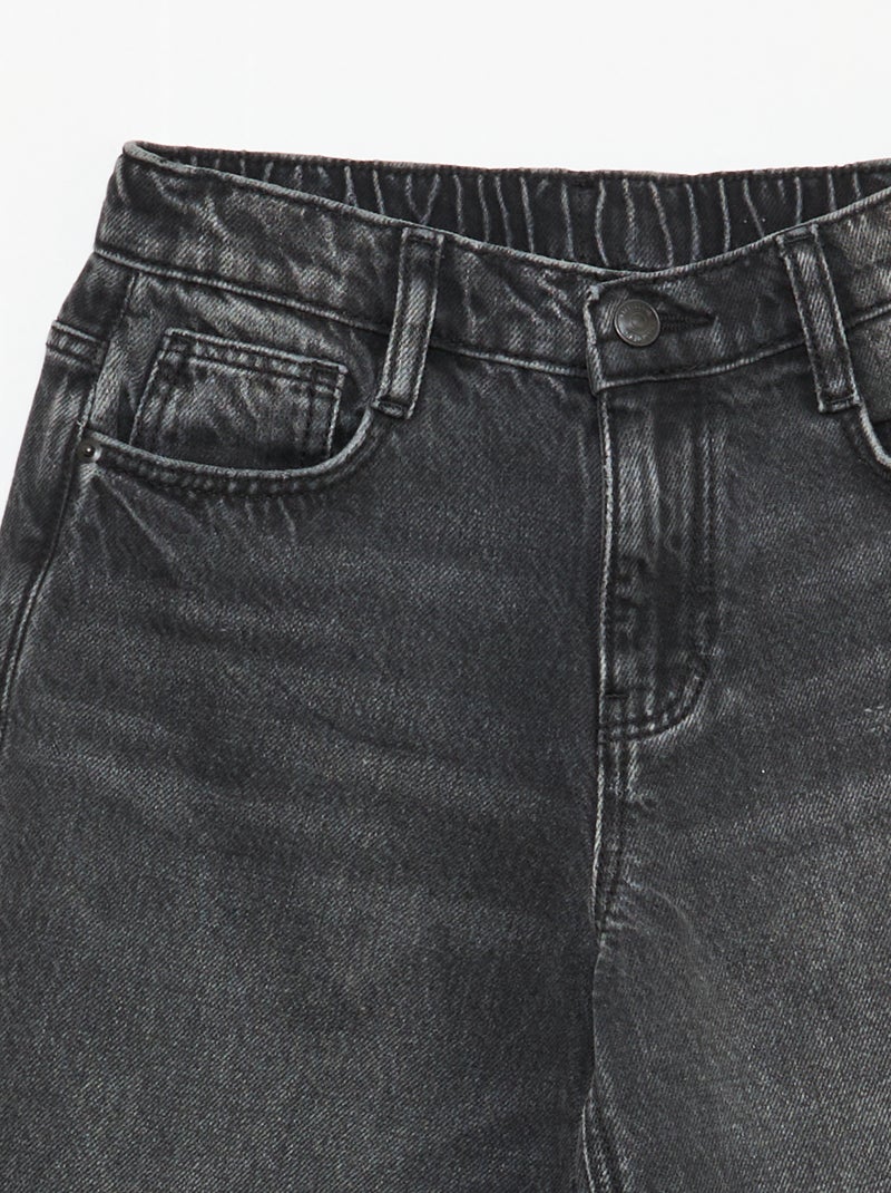 Jean baggy uni 5 poches Noir - Kiabi