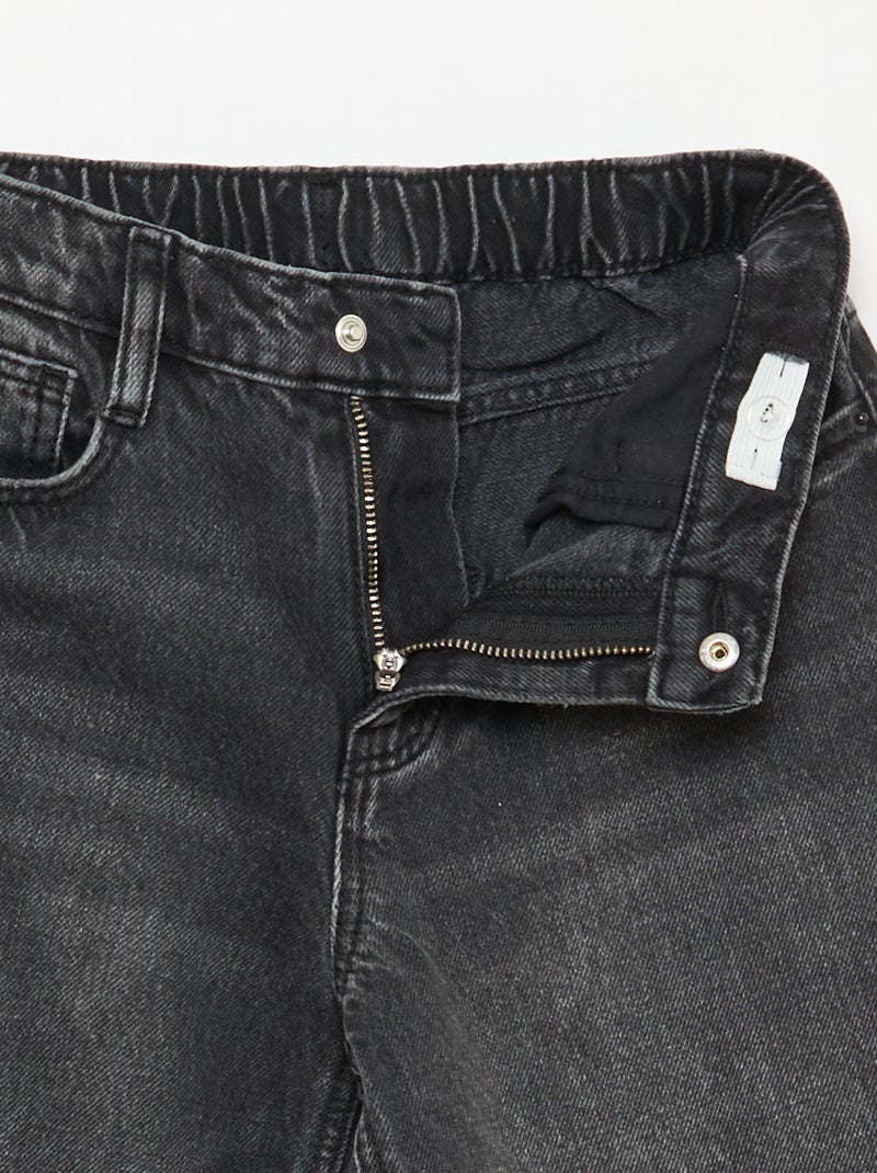 Jean baggy uni 5 poches Noir - Kiabi